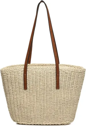 Women's Shoulder Handbags Beach Chic Tote Purse Leisure Vacation Hobo Bag with Zipper Closure