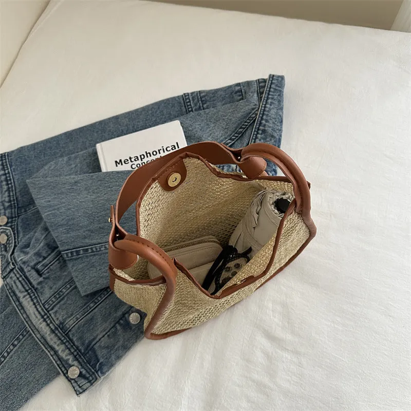 Women's Straw Vacation Woven French Portable Beach Shoulder Bags