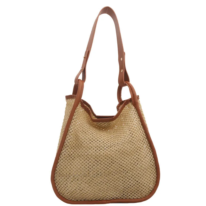 Women's Straw Vacation Woven French Portable Beach Shoulder Bags