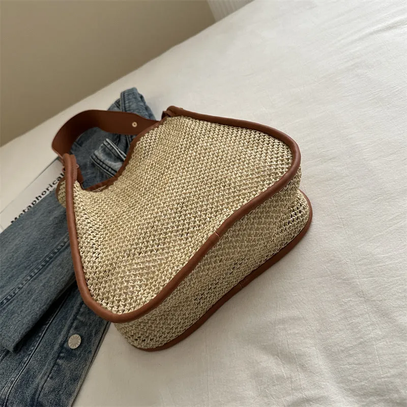Women's Straw Vacation Woven French Portable Beach Shoulder Bags