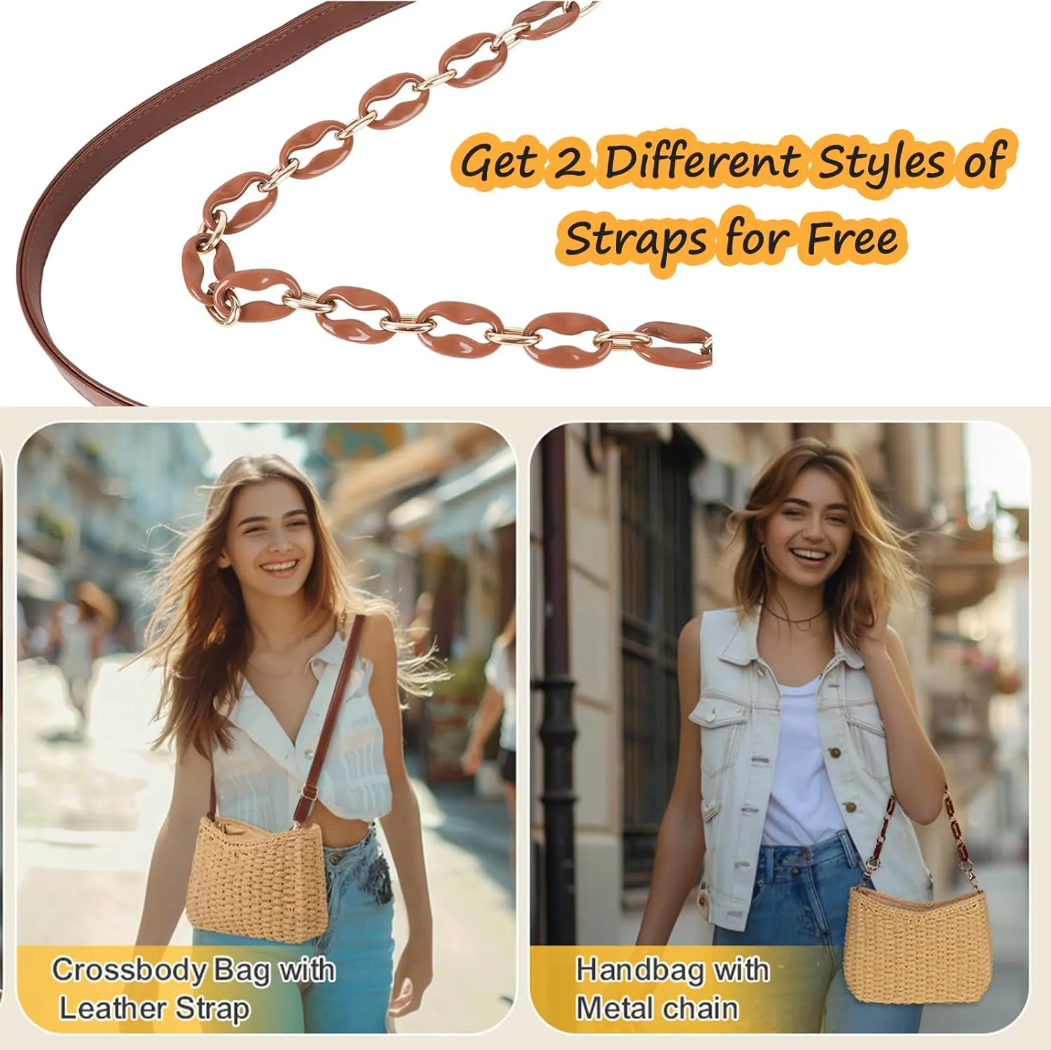 Womens Straw Woven Shoulder Bag Summer Beach Travel Crossbody Handbag Satchel Purse Tote for Shopping Camping