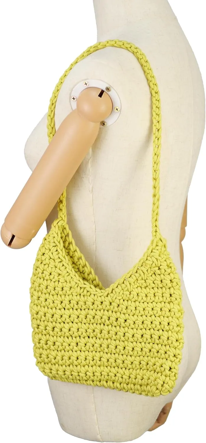 Women's Summer Beach HandBag Cotton Rope Vacation Hand- Woven Shoulder Bag Purse Dumpling Bag