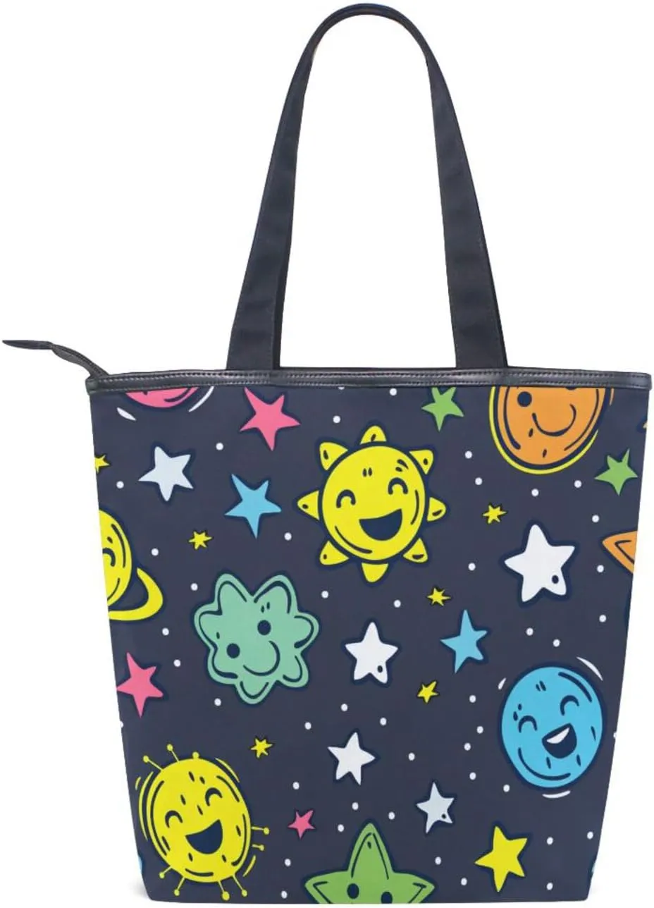 Women's Tote Bag Shoulder Handbags Canvas Large Capacity Shopping Dating Bag Pockets Zipper