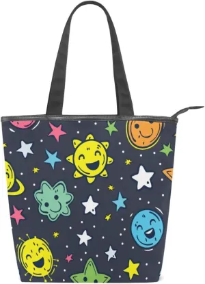 Women's Tote Bag Shoulder Handbags Canvas Large Capacity Shopping Dating Bag Pockets Zipper