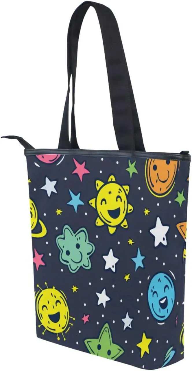 Women's Tote Bag Shoulder Handbags Canvas Large Capacity Shopping Dating Bag Pockets Zipper