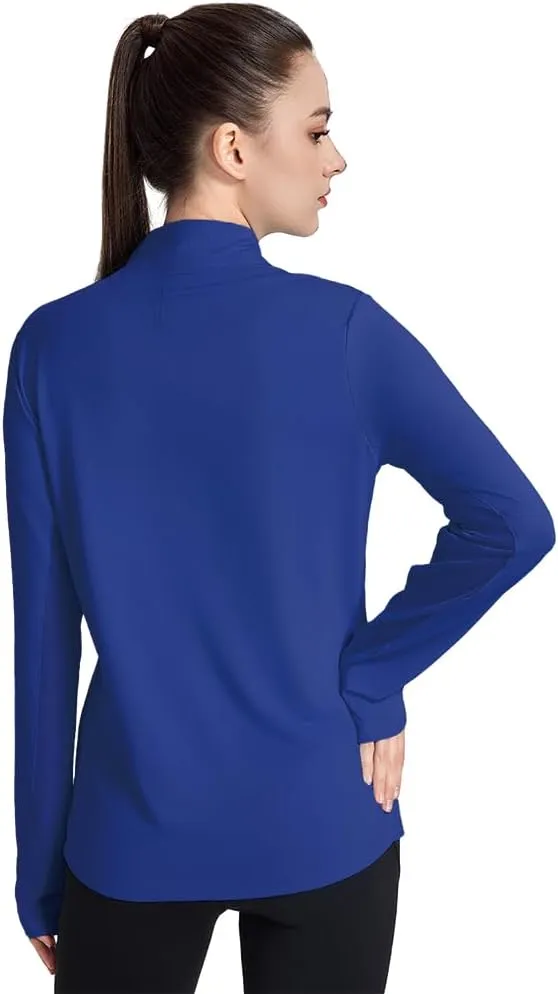 Women's UPF 50  1/4 Zip Pullover Sun Shirts Long Sleeve UV Protection Shirt Quick Dry Lightweight Outdoor Tops