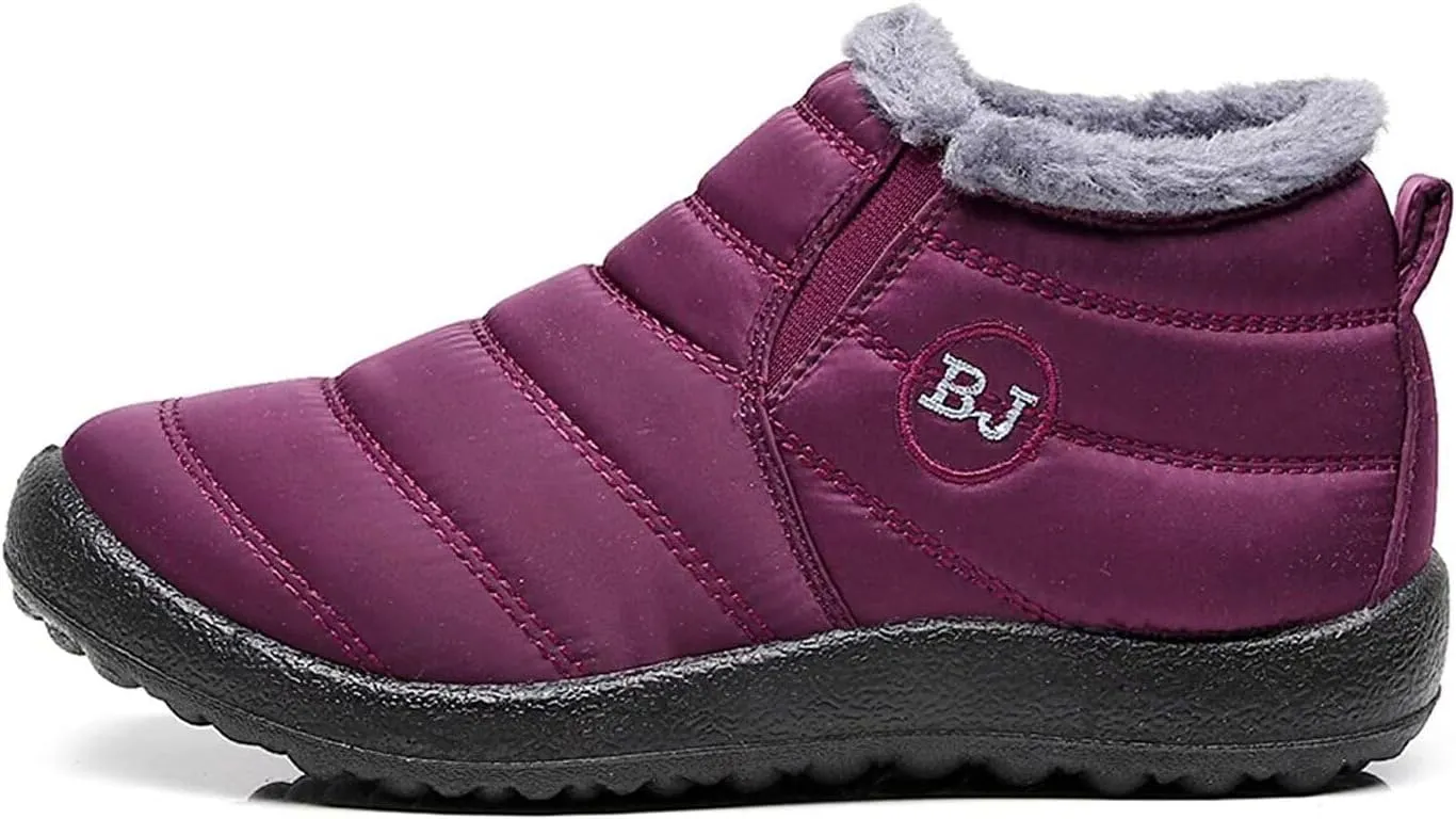 Women's Winter Snow Boots Ankle Booties Slip-Ons Shoes Lightweight Waterproof Warm Fur Lining