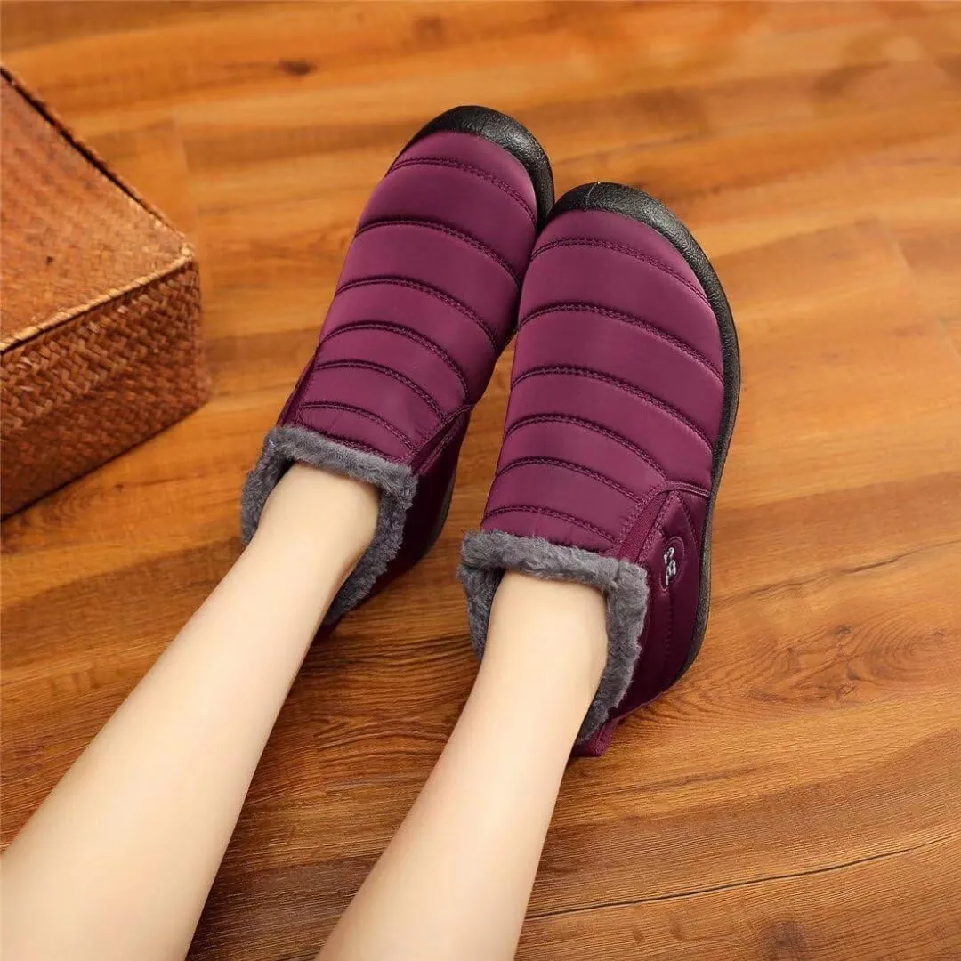 Women's Winter Snow Boots Ankle Booties Slip-Ons Shoes Lightweight Waterproof Warm Fur Lining