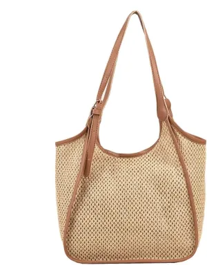 Women’s Woven Tote Bag Large Capacity Shoulder Beach Handbag Casual Top Handle Bag Travel Purse Designer Straw Bag