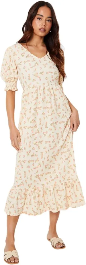 Womens/Ladies Ditsy Print Tiered Petite Midi Dress