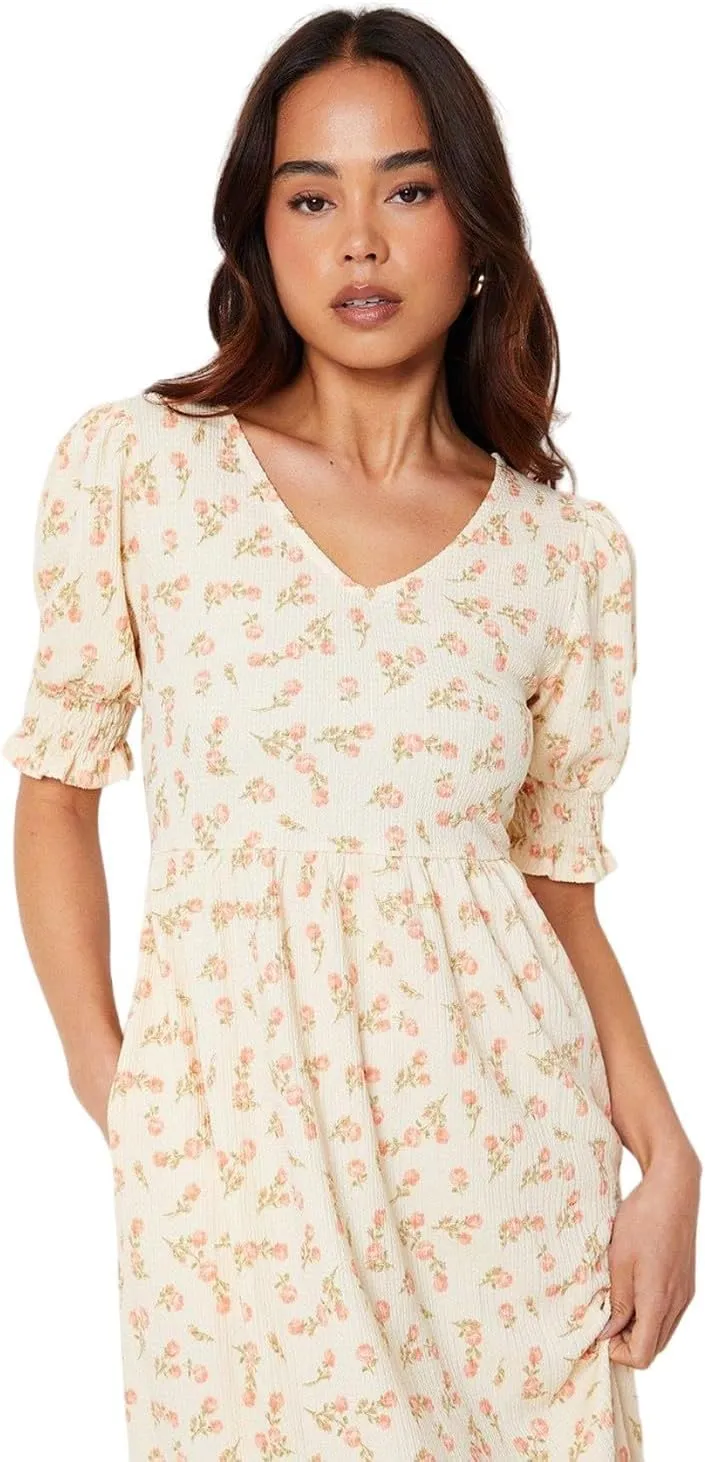 Womens/Ladies Ditsy Print Tiered Petite Midi Dress