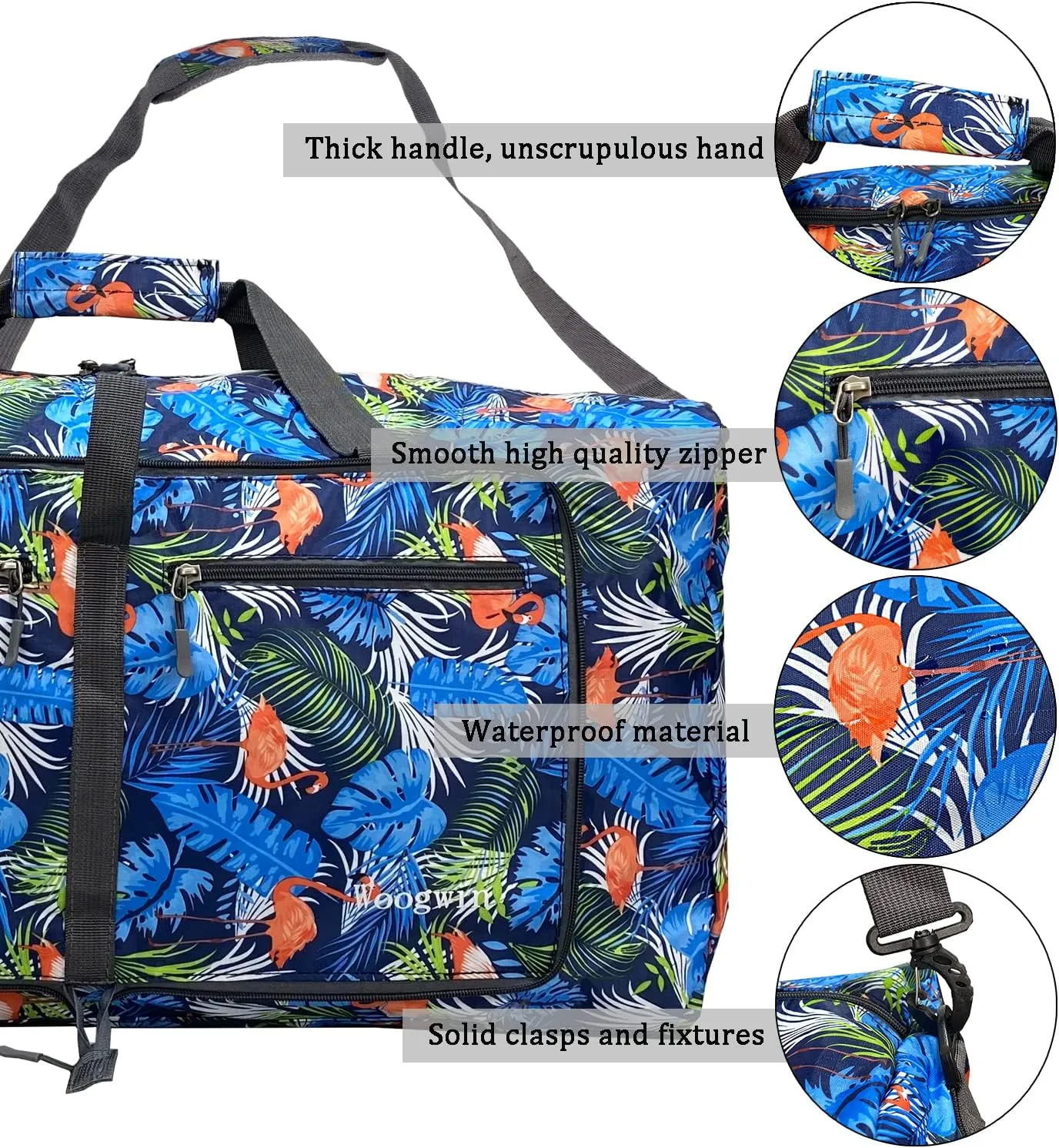 Woogwin Travel Duffel Bag Large Foldable Waterproof Overnight Bag for Beach Swim Bags Pool Sports Gym