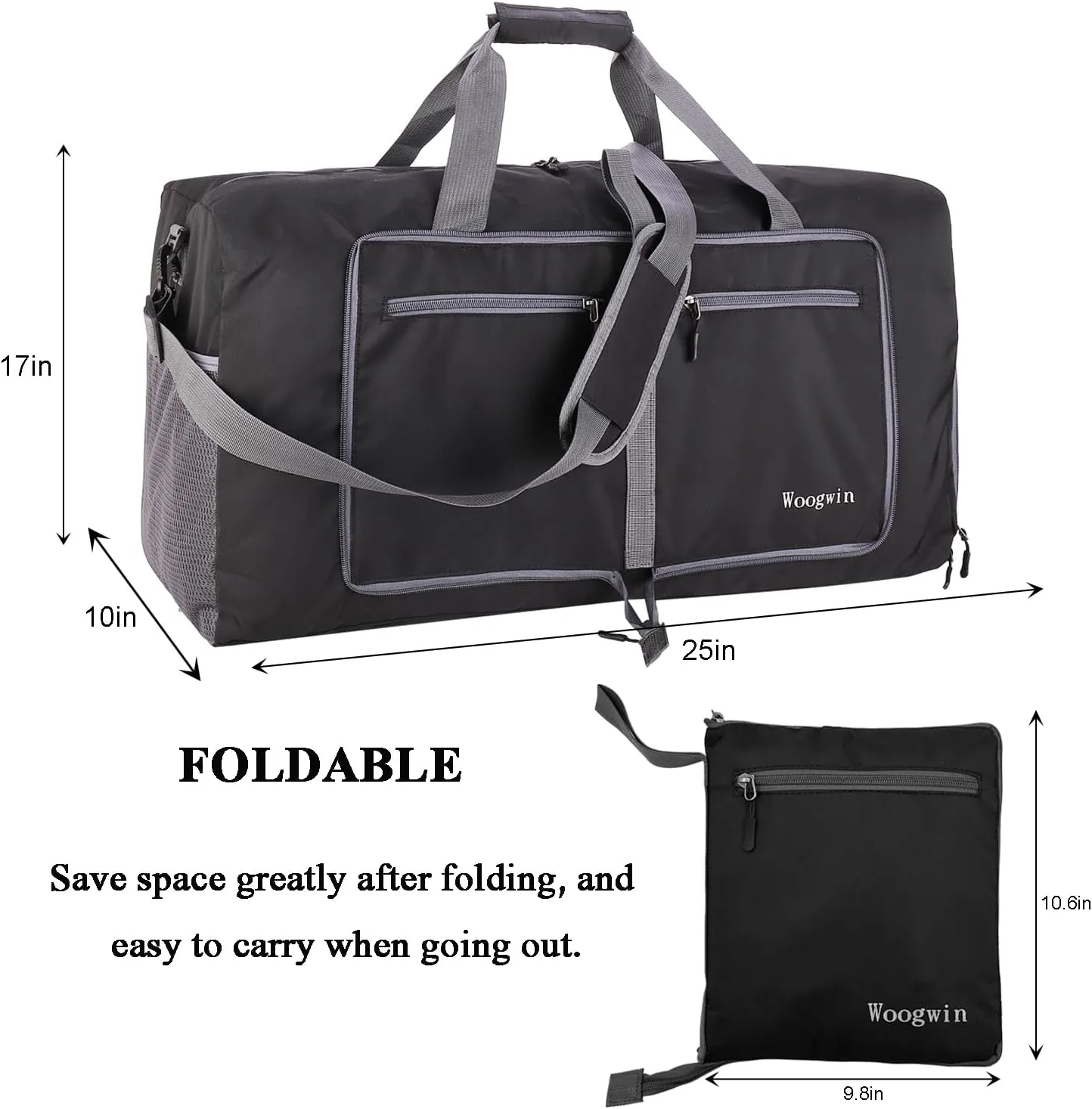 Woogwin Travel Duffel Bag Large Foldable Waterproof Overnight Bag for Beach Swim Bags Pool Sports Gym