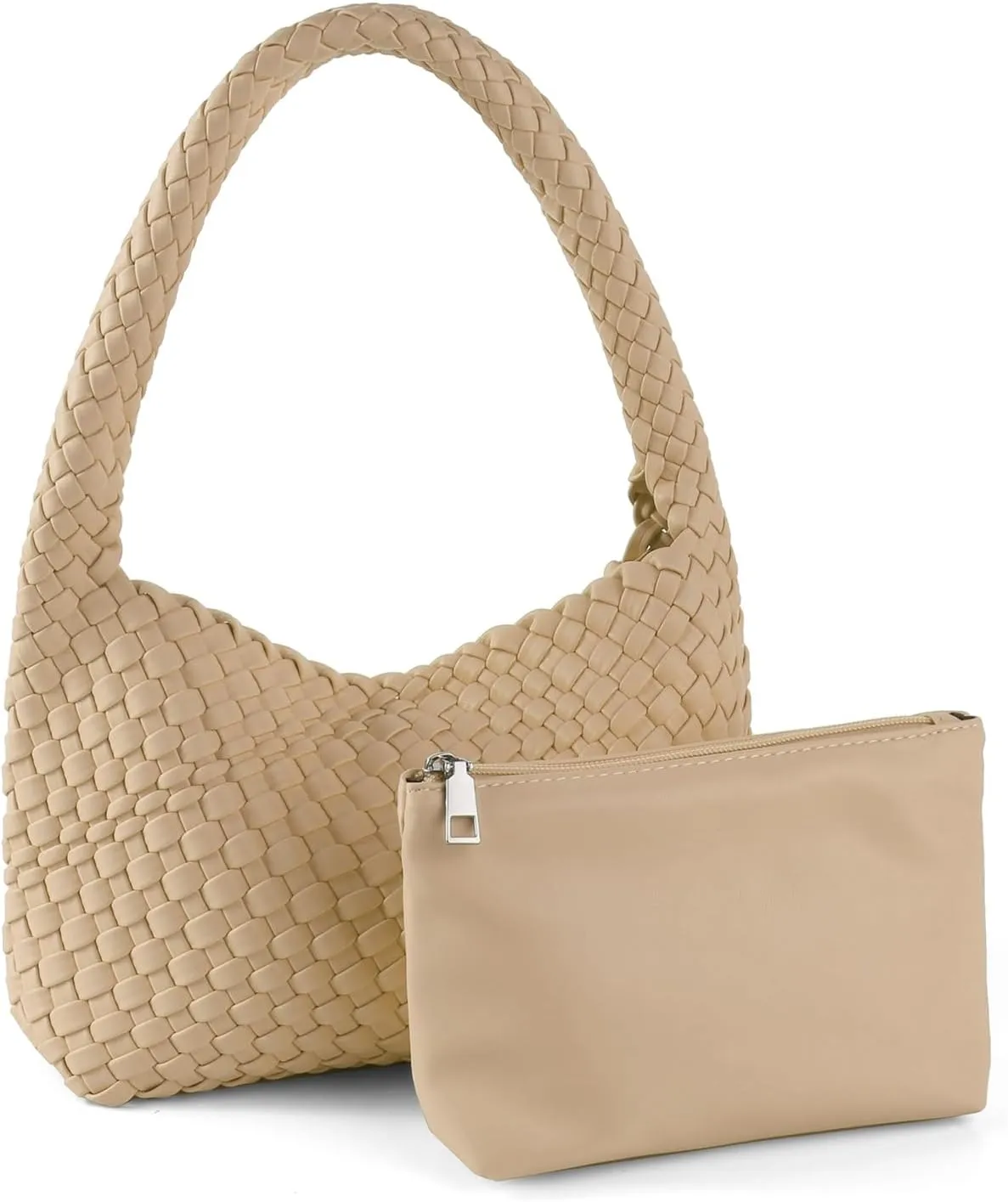 Woven Bag for Women, Vegan Leather Handbag and Purse Shoulder Bag Casual Retro Beach Totes Ladies Underarm Bag