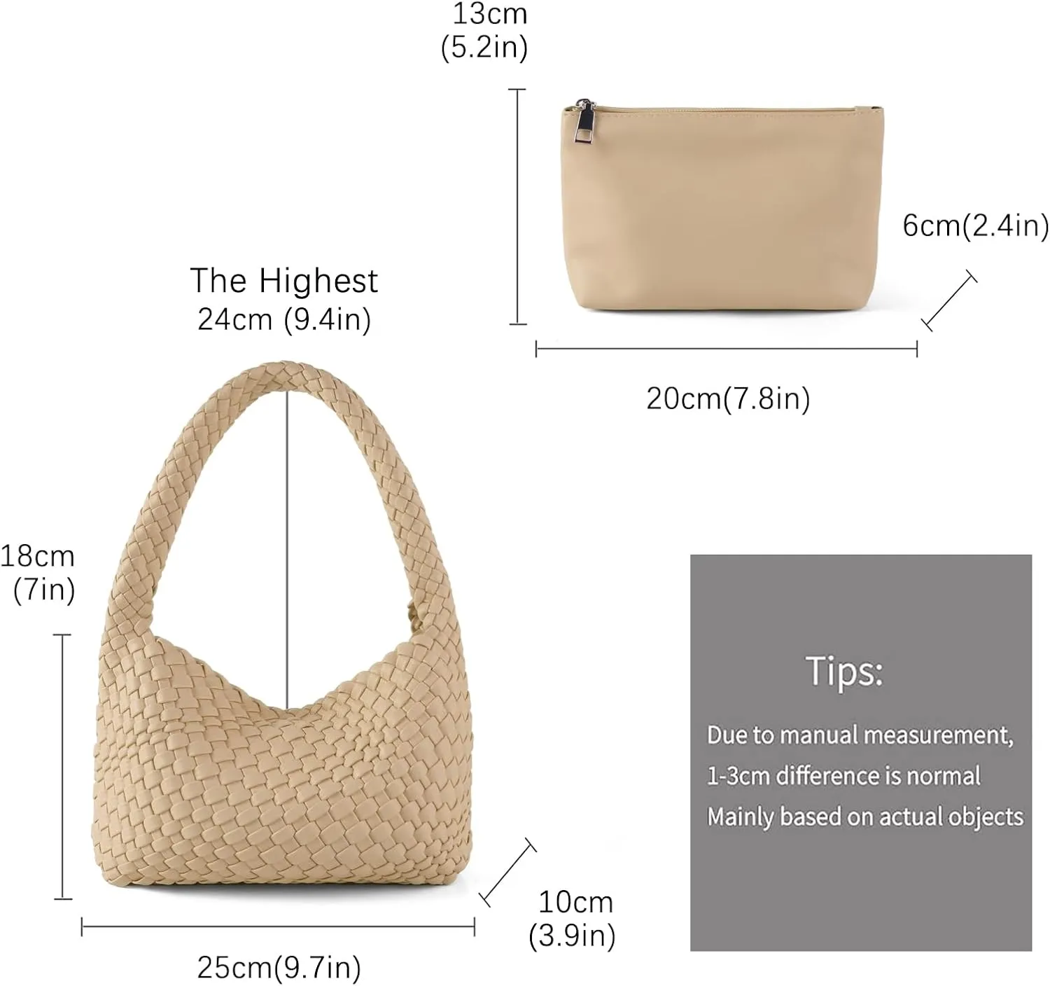 Woven Bag for Women, Vegan Leather Handbag and Purse Shoulder Bag Casual Retro Beach Totes Ladies Underarm Bag
