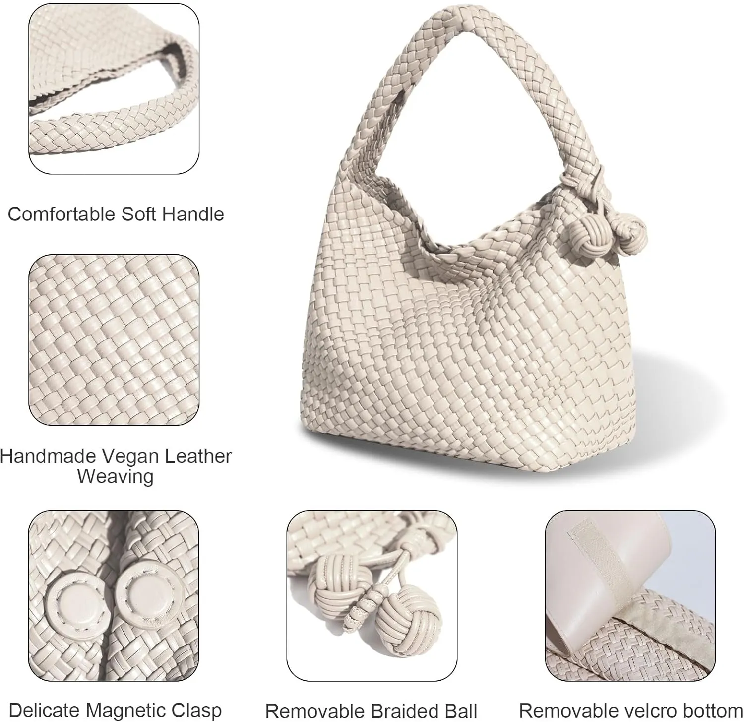 Woven Bag Purses for Women Vegan Leather Tote Bag Braided Shoulder Bag Hobo Underarm Bags