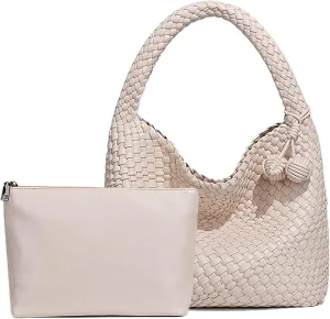 Woven Bag Purses for Women Vegan Leather Tote Bag Braided Shoulder Bag Hobo Underarm Bags