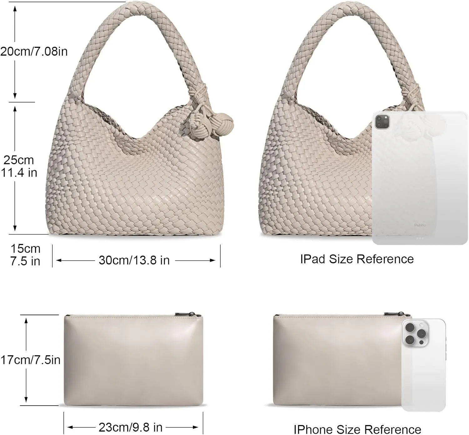 Woven Bag Purses for Women Vegan Leather Tote Bag Braided Shoulder Bag Hobo Underarm Bags