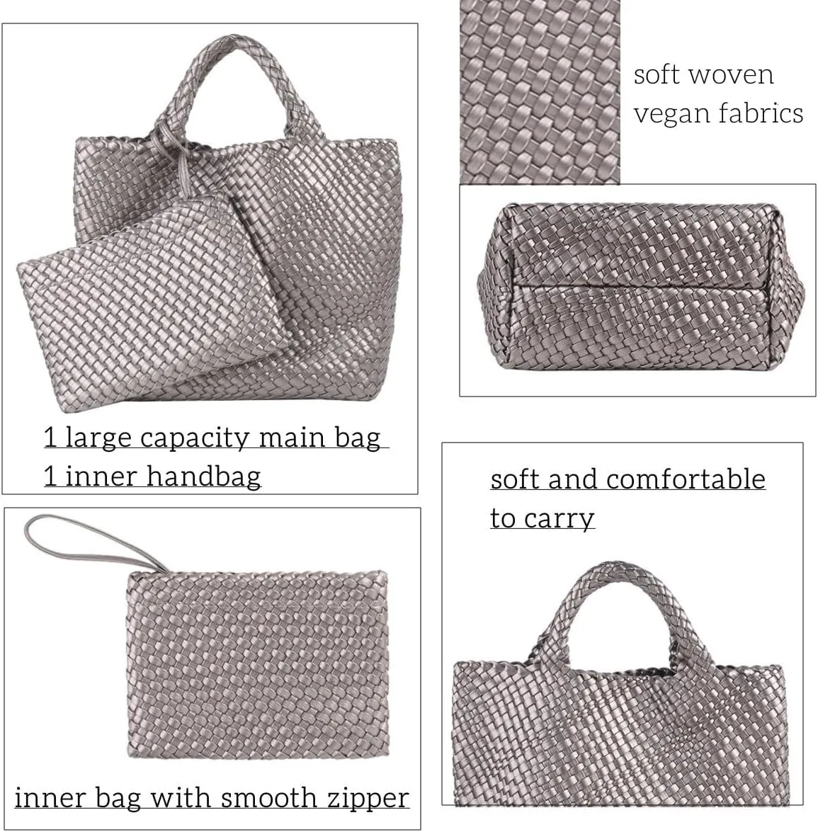 Woven Bags for Women Vegan Leather Tote Shoulder Bags Woven Purses and Handbags Handmade Large Shopper Bag
