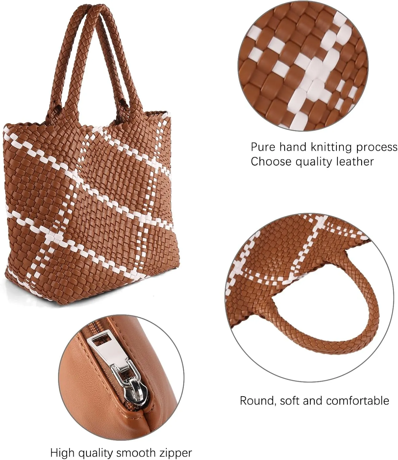 Woven Handbag for Women Top Handle Shoulder Bag Vegan Leather Shopper Bag Large Travel Totes Summer Beach Tote Bags