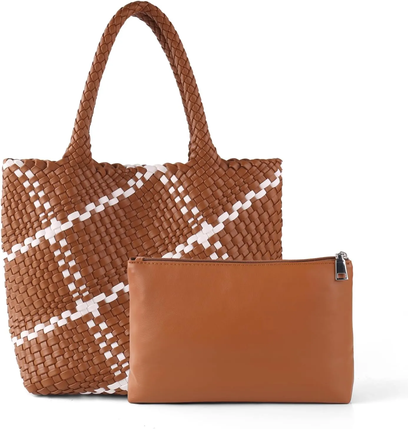 Woven Handbag for Women Top Handle Shoulder Bag Vegan Leather Shopper Bag Large Travel Totes Summer Beach Tote Bags