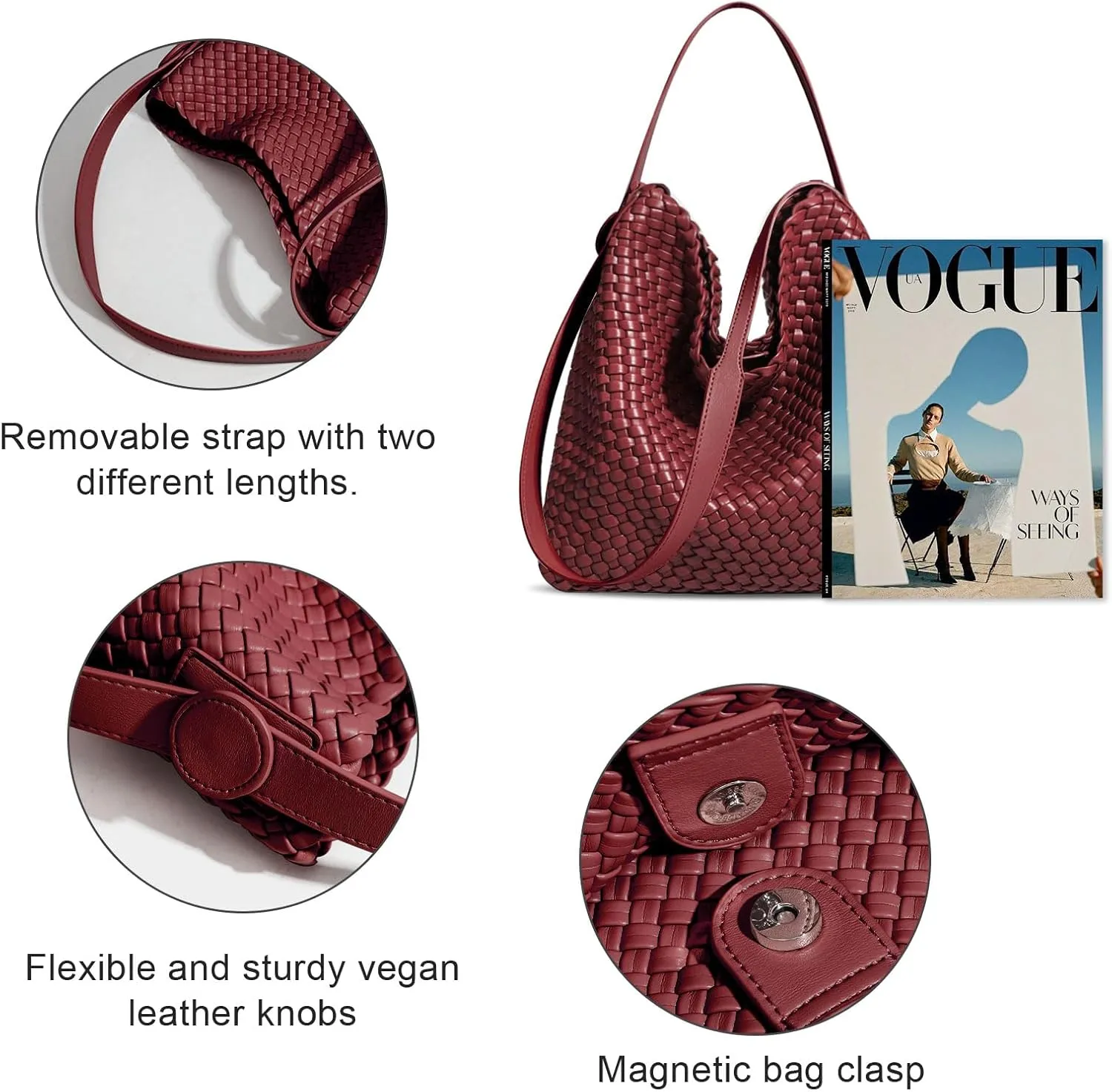 Woven Leather Tote Bag for Women Large Woven purses shoulder bag Fashion Shopping Travel Handbags
