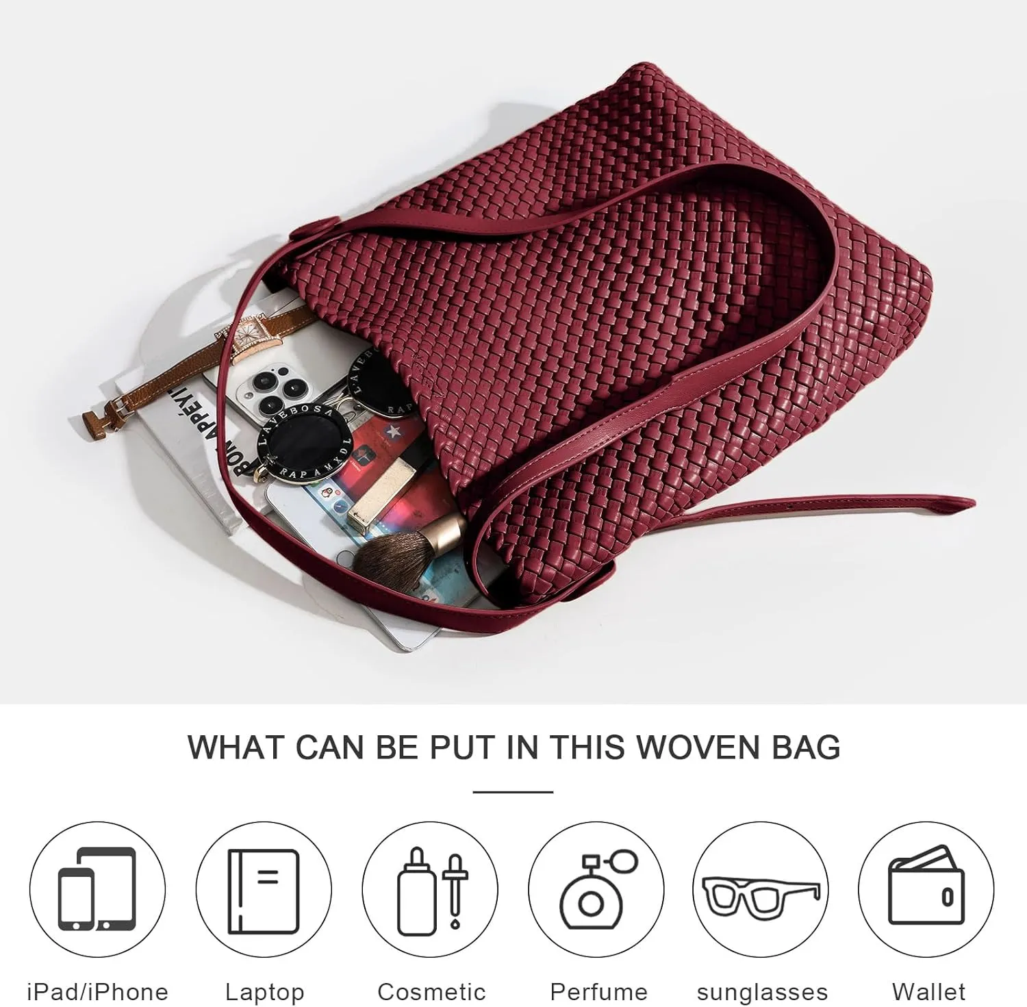 Woven Leather Tote Bag for Women Large Woven purses shoulder bag Fashion Shopping Travel Handbags