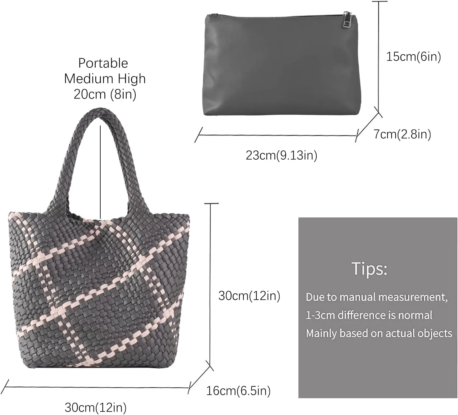 Woven Leather Tote Handbag for Women with Purse,Large Soft Hobo Shoulder Bag,Handmade Bag, Beach Underarm Bag