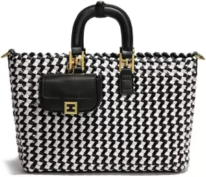 Woven Shoulder Bag for Women - Womens Leather Large Tote Bags for Women Woven Purse Travel Shopper Beach Bag
