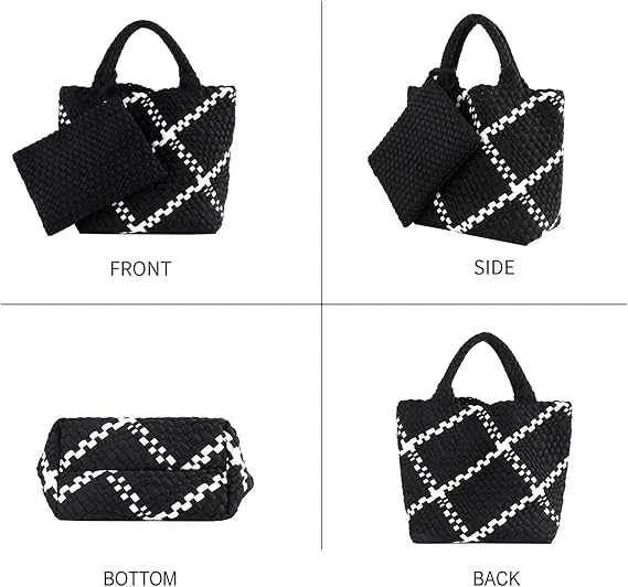 Woven Tote Bag and Purse Neoprene Handbag