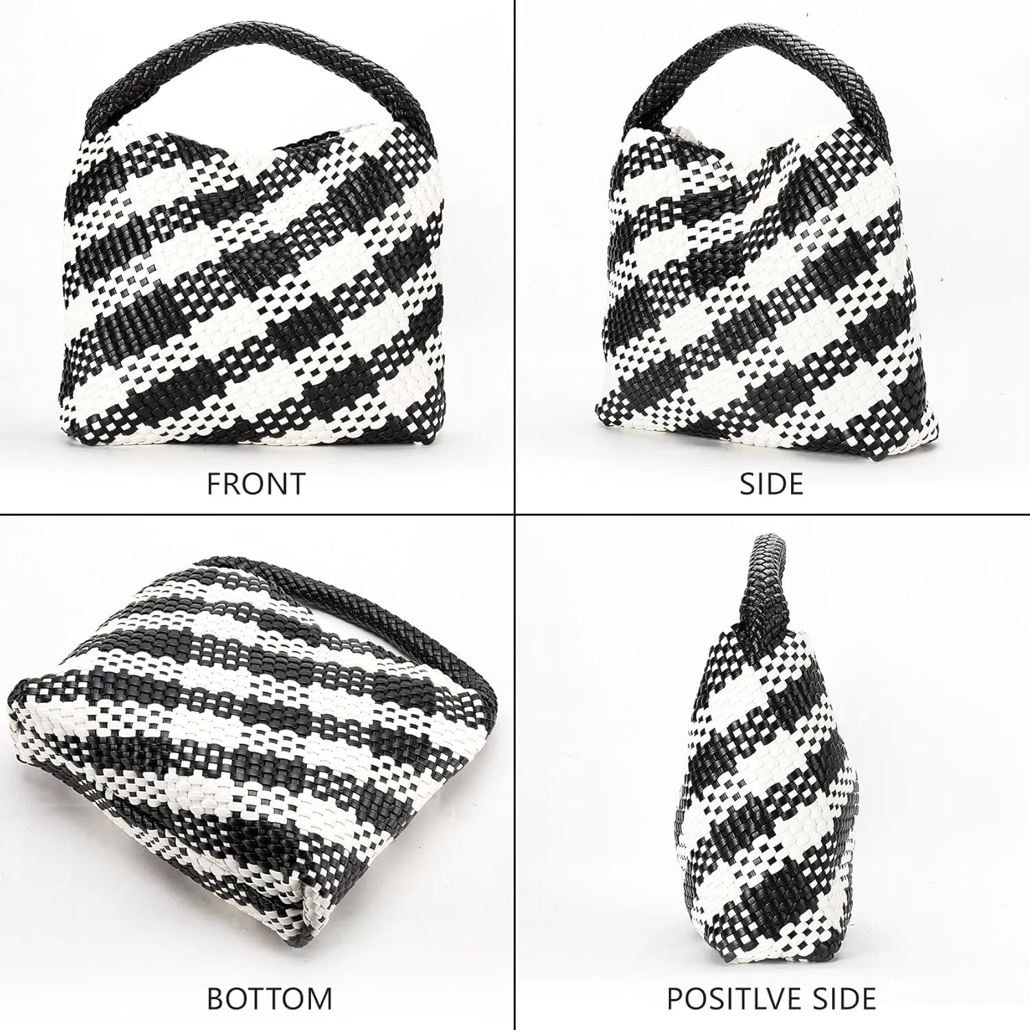 Woven Tote Bag for Women, Fashion Woven Bags for Women Vegan Leather Shoulder Handbags Large Summer Beach Travel Bag