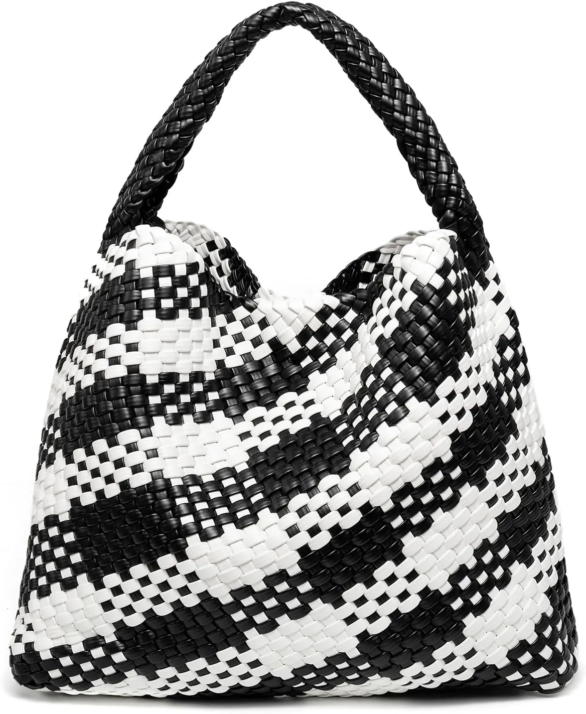 Woven Tote Bag for Women, Fashion Woven Bags for Women Vegan Leather Shoulder Handbags Large Summer Beach Travel Bag