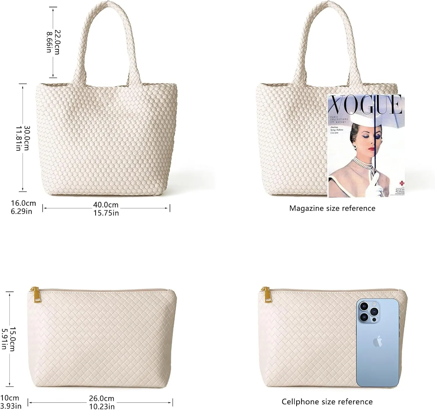 Woven Tote Bag for Women, Fashion Woven Bags for Women Vegan Leather Shoulder Handbags Large Summer Beach Travel Bag