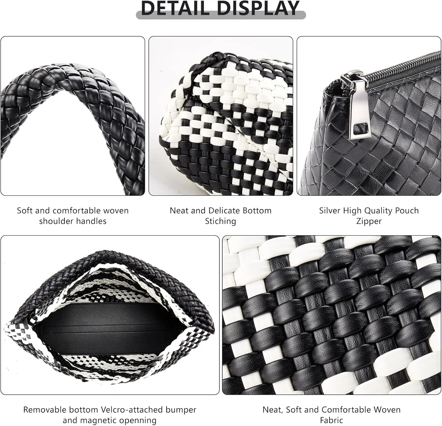 Woven Tote Bag for Women, Fashion Woven Bags for Women Vegan Leather Shoulder Handbags Large Summer Beach Travel Bag