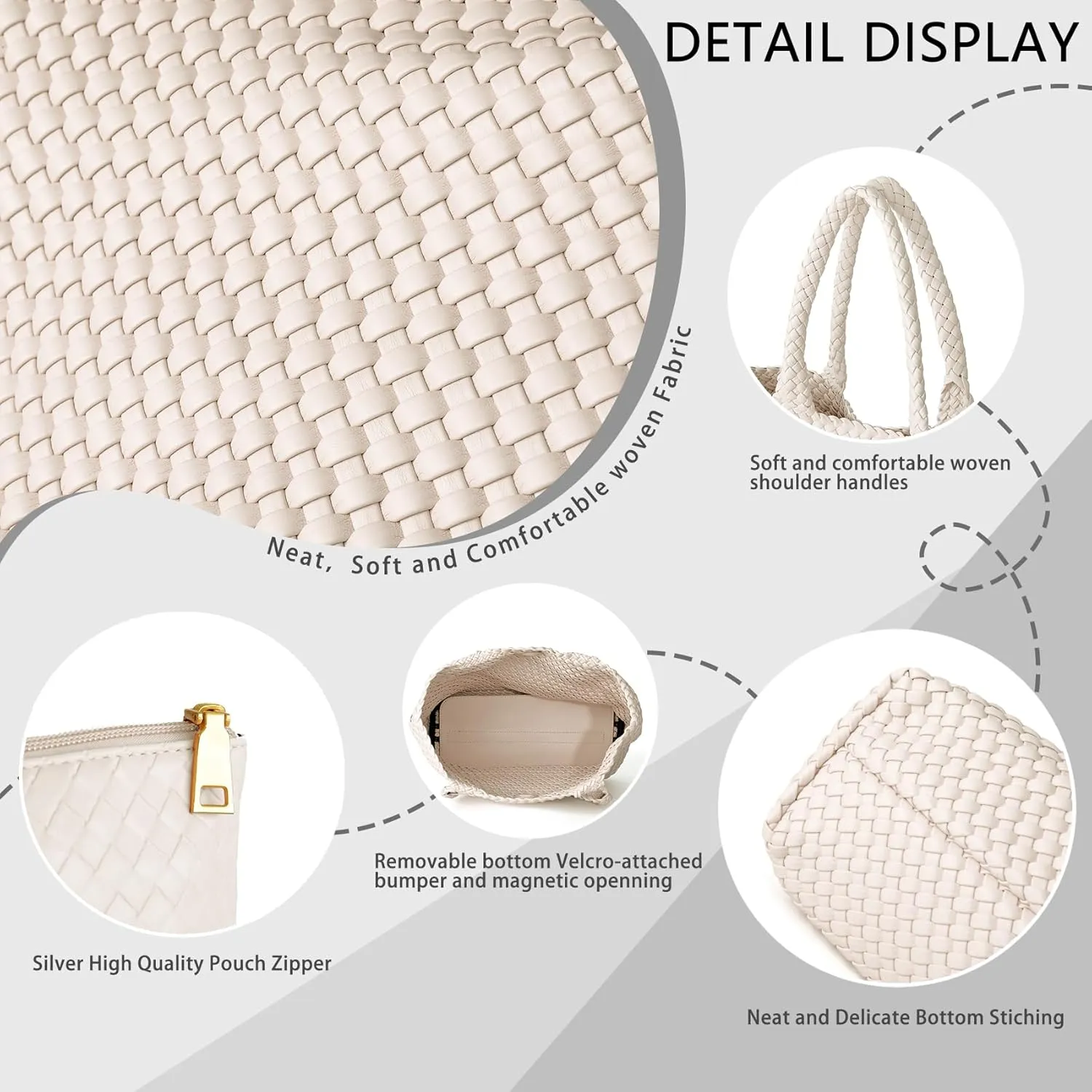 Woven Tote Bag for Women, Fashion Woven Bags for Women Vegan Leather Shoulder Handbags Large Summer Beach Travel Bag