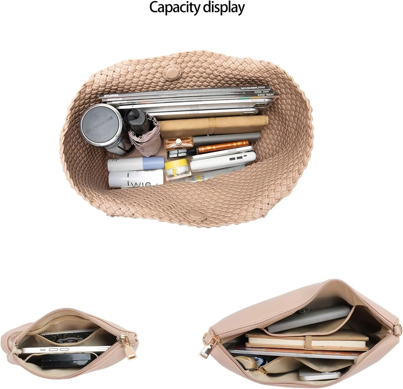 Woven Tote Bag for Women Large Fashion Summer Beach Tote Bagsand Purses Braided Bags Three piece women's bag set
