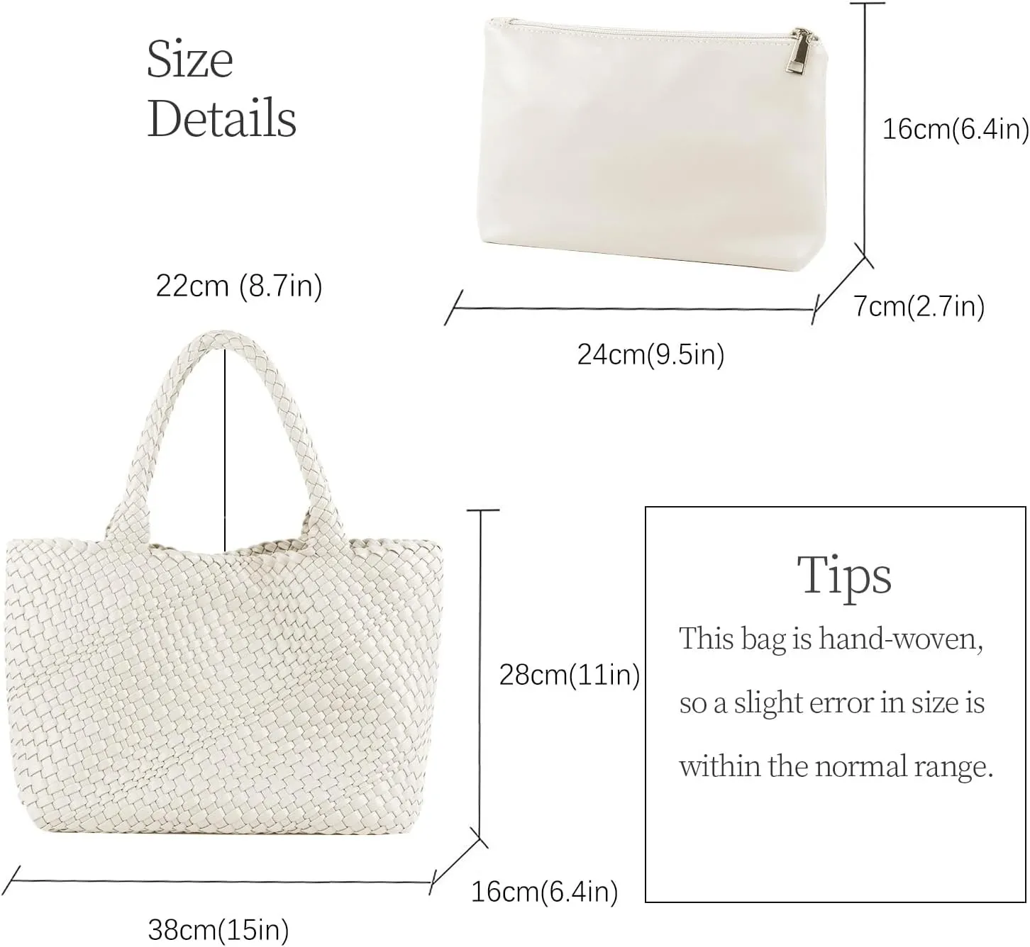 Woven Tote Bag for Women Vegan Leather Large Capacity Travel Handbag and Purse Foldable Retro Handmade Shoulder Bag