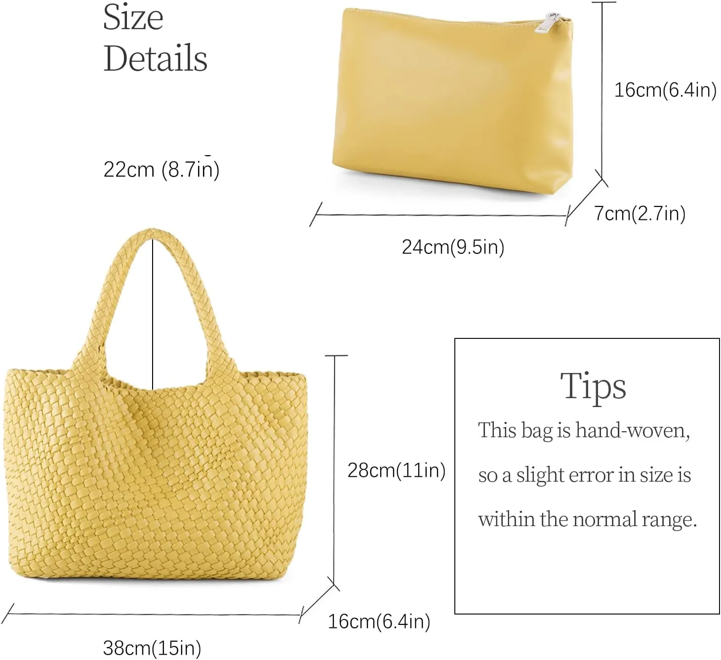 Woven Tote Bag for Women Vegan Leather Large Capacity Travel Handbag and Purse Foldable Retro Handmade Shoulder Bag