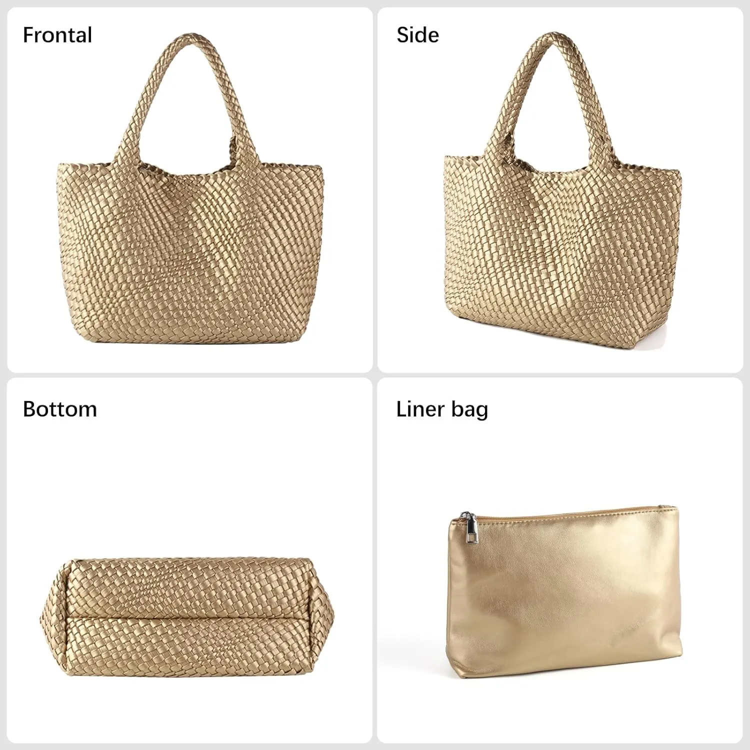 Woven Tote Bag Womens Purse Vegan Leather Shoulder Handbags Fashion Summer Beach Tote Bags Large Travel Totes
