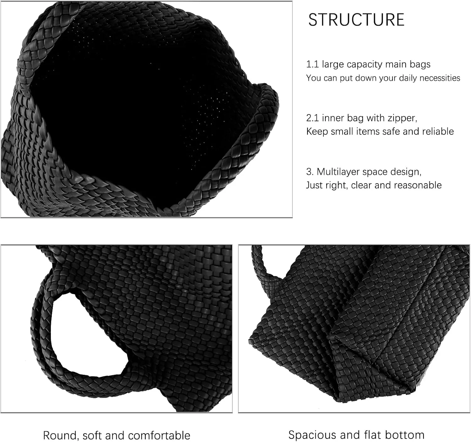 Woven Vegan Leather Handmade Tote for Women - Summer Beach Travel Hand Bag, Purse, Satchel Handbag