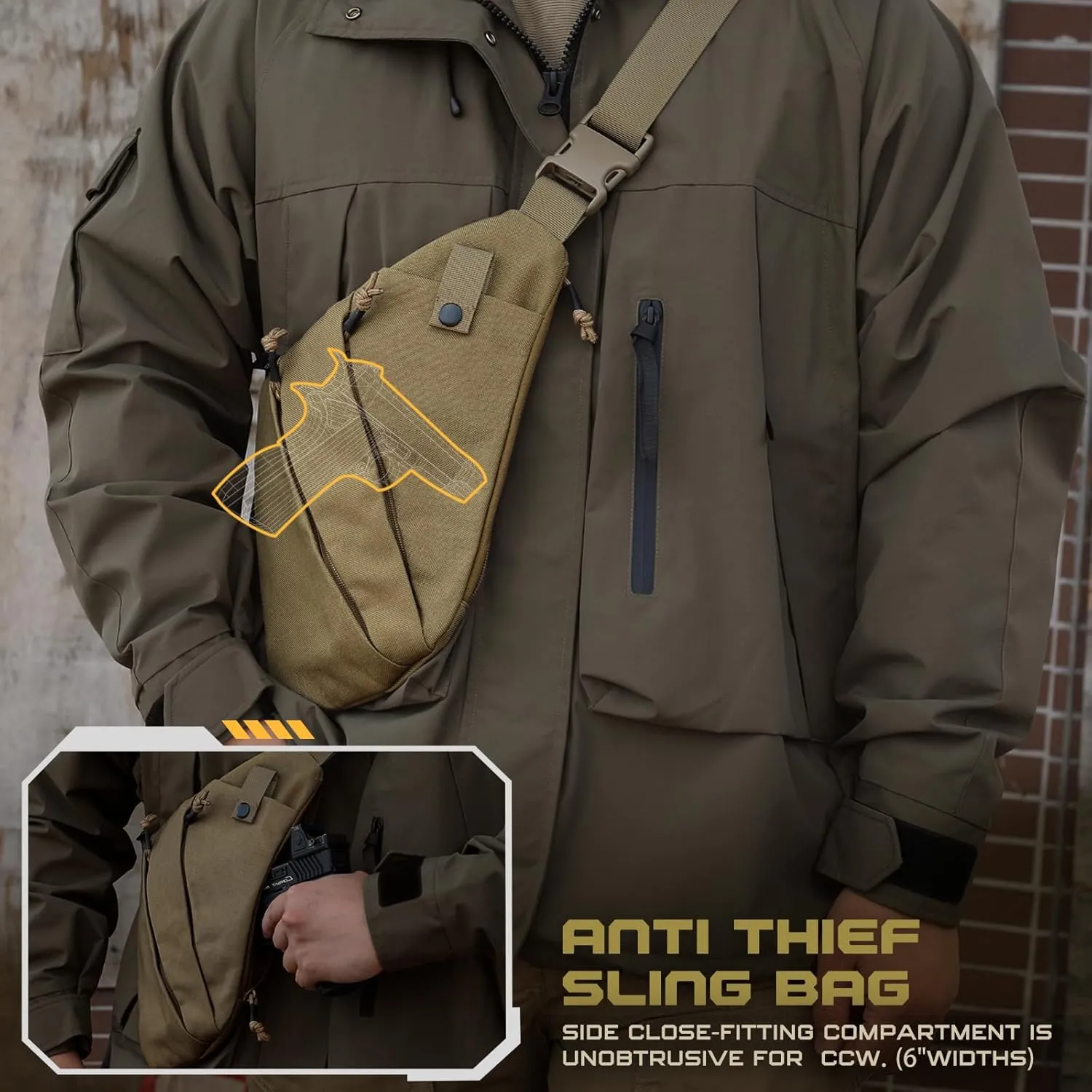 WYNEX Tactical Crossbody Sling Bag,Concealed Carry Bag for Men Women,Anti Theft Crossbody Bags, CCW Bags EDC Carry
