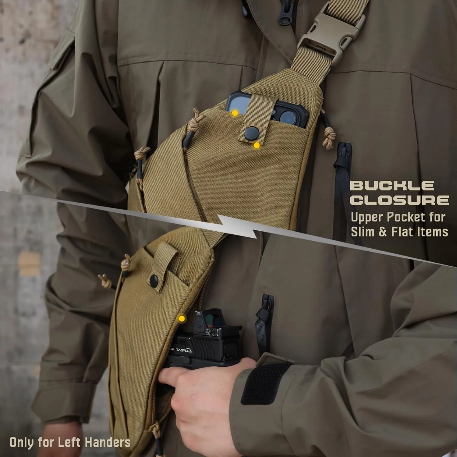 WYNEX Tactical Crossbody Sling Bag,Concealed Carry Bag for Men Women,Anti Theft Crossbody Bags, CCW Bags EDC Carry