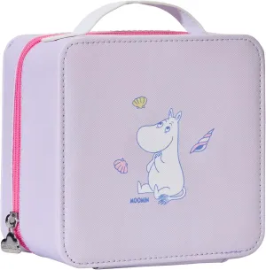 x Moomin Off To The Sea Cosmetics Bag – Cute Faux Leather Makeup Organizer with Plush Lining, Travel-Ready (Purple Seashell Moomin)