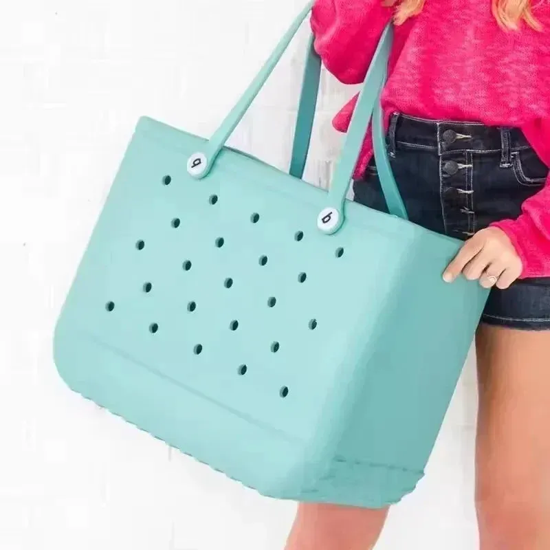 XL Extra Large Waterproof Beach Bag – EVA Rubber Travel Tote for Women, Picnic Storage Basket, Shopping Handbag, and Jelly Sac