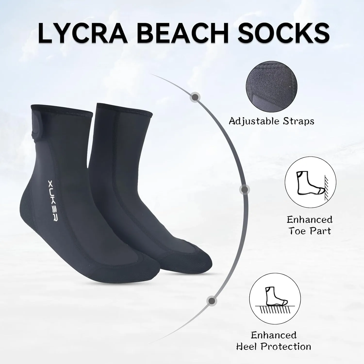 XUKER Sand Proof Beach Volleyball Socks Anti Slip Quick Dry Water Socks Swim Dive Socks for Sand Beach Soccer Tennis