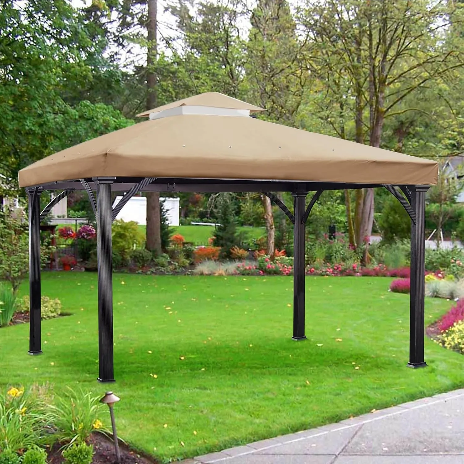 YOYOW 10x10 Canopy Replacement Gazebo Top Canopy Replacement Outdoor Shelter Top for Garden Patio Pavilion Sun Shade(Khaki)