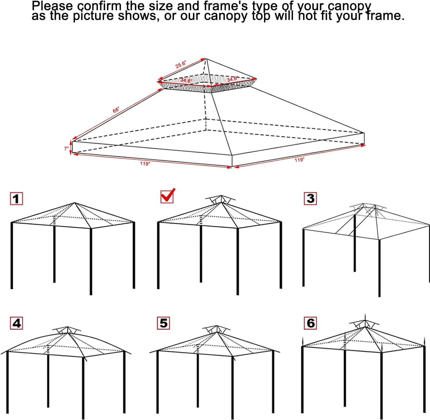 YOYOW 10x10 Canopy Replacement Gazebo Top Canopy Replacement Outdoor Shelter Top for Garden Patio Pavilion Sun Shade(Khaki)