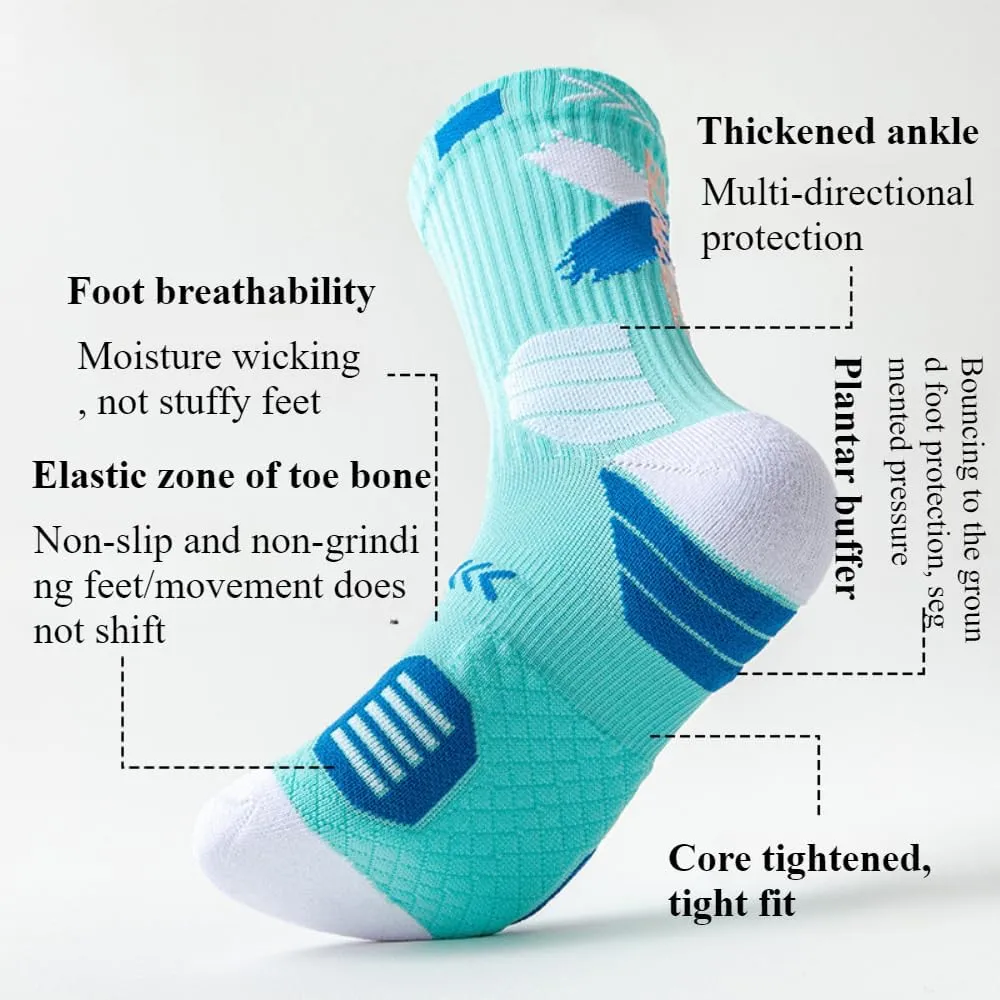 YWSLRC 5 Pairs Men's Athletic Crew Socks Performance Thick Cushioned Sport Basketball Running Training Compression Sock
