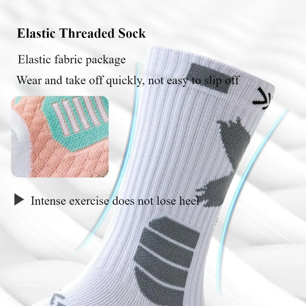 YWSLRC 5 Pairs Men's Athletic Crew Socks Performance Thick Cushioned Sport Basketball Running Training Compression Sock