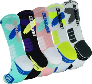 YWSLRC 5 Pairs Men's Athletic Crew Socks Performance Thick Cushioned Sport Basketball Running Training Compression Sock